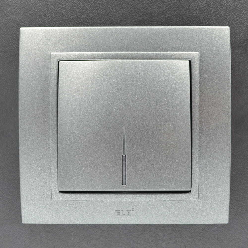 Выключатель ELBI ZENA Silverline черный металлик 1кл с подсветкой без рамки ( 609-011100-201 )