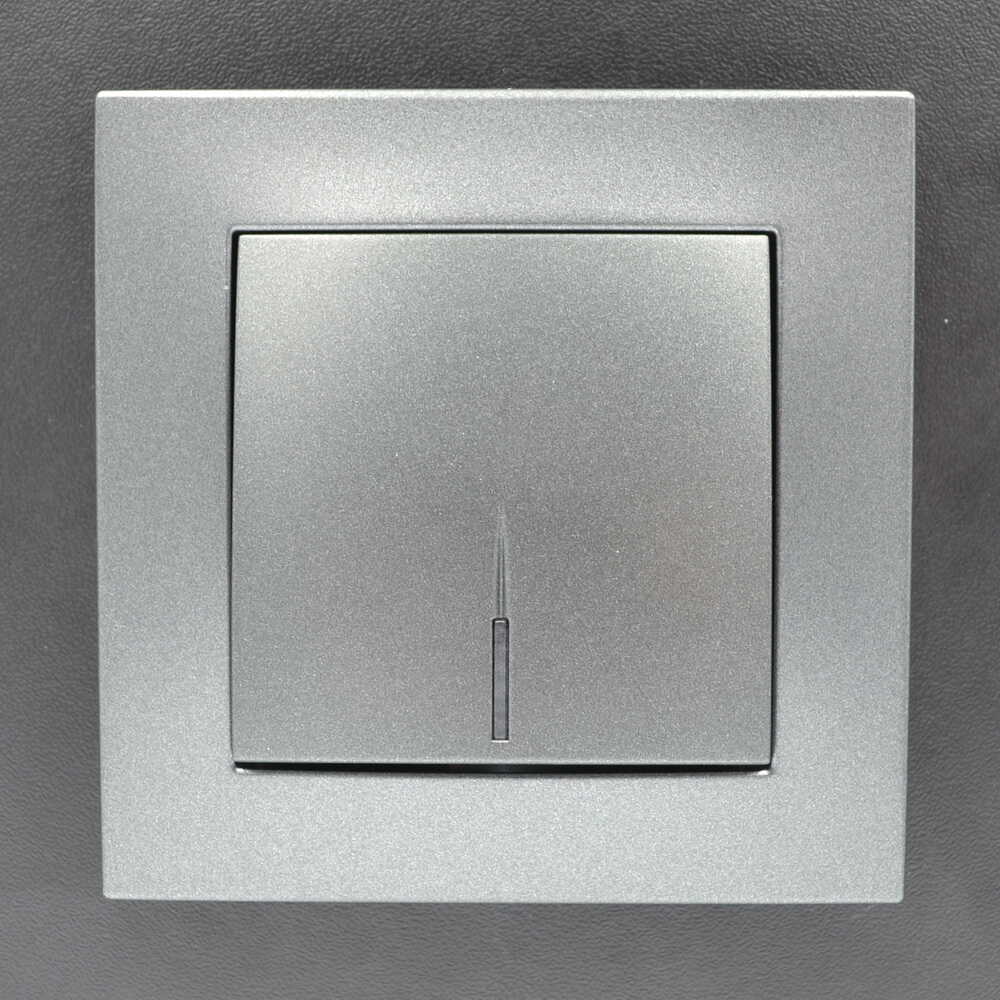 Выключатель ELBI ZENA Silverline черный металлик 1кл с подсветкой без рамки ( 609-011100-201 )