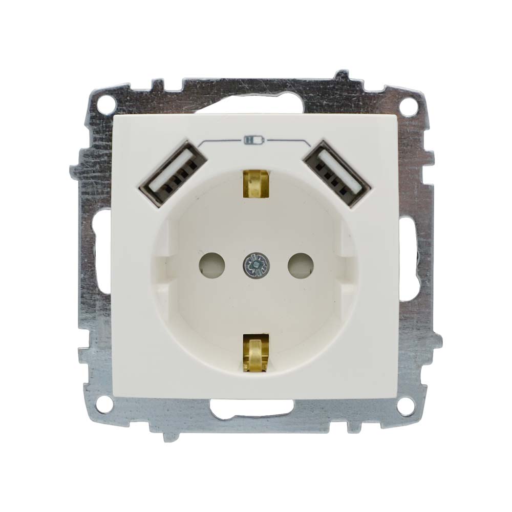 Розетка ZENA ELBI біла 1-на з заземленням + 2USB без рамки ( 609-010200-317 ) Розетка ZENA ELBI біла 1-на з заземленням + 2USB без рамки ( 609-010200-317 )